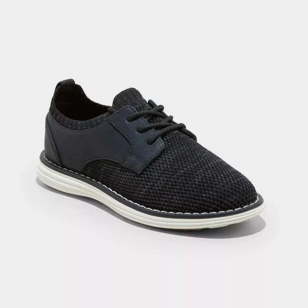 Cat & Jack Kids' Elijah Knit Dress Shoes Black Size 1 New With Tags